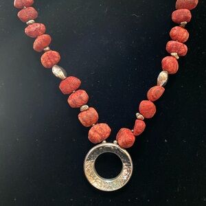 RARE—- SILPADA Elegant Red coral and Sterling Silver Necklace